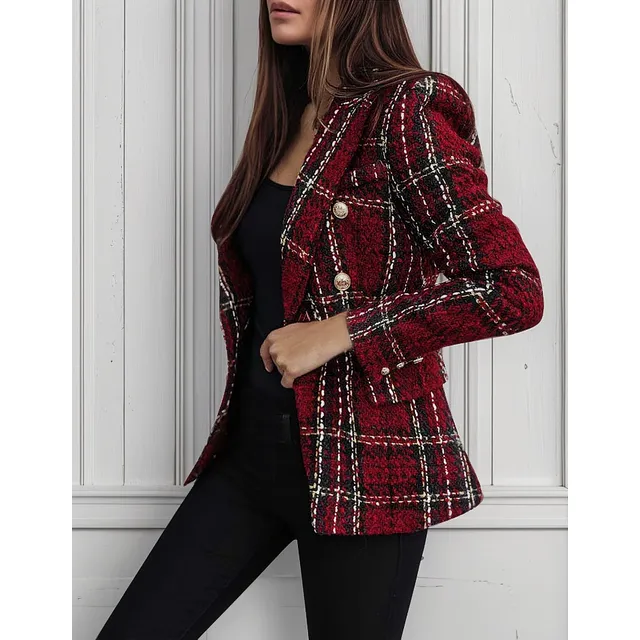 Traje De Satén A Cuadros A Cuadros Para Mujer, Formal, Con B