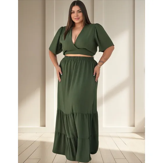 Cropped Saia Plus Size Elegante Premium Lançamento 50 A 58