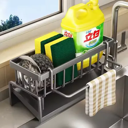 Pia Organizador Detergente Esponja Suporte Cozinha Em Metal Sublimente