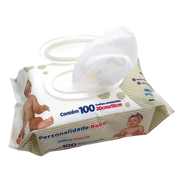 Lenço Umedecido Personalidade Baby Care 100 Lencinhos Macio Lenço Umedecido Personalidade Baby Care 100 Lencinhos Macio