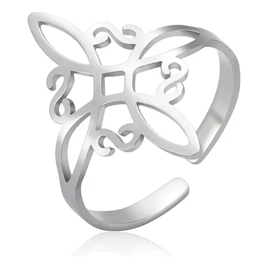 Anillo Acero Nudo Bruja Grande Ajustable