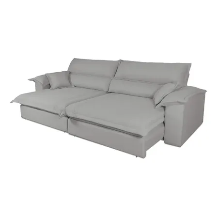 Sofá Retrátil Reclinável 3,00m Nivus Cinza Molas Ensacadas - King House