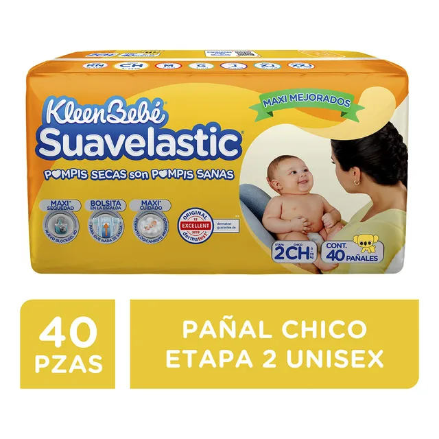 Pañales KleenBebé Suavelastic Etapa 2 Unisex 40 Piezas