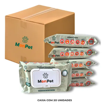 Kit 20pct Toalha Lenço Umedecida Para Pet Monpet C/1000 Uni