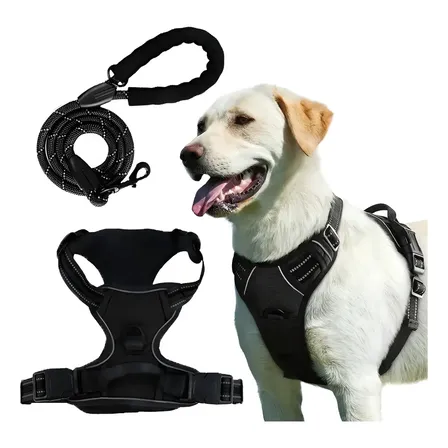 Pechera para perro, arnés ajustable reflectante con correa
