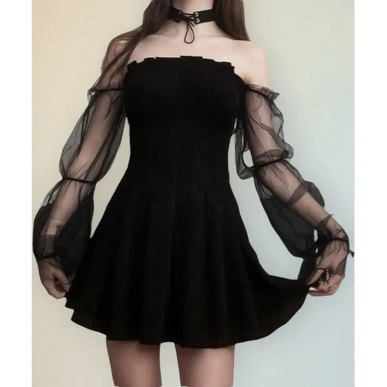 Vestido Gótico Retro Transparente Sexy Oscuro Y Sexy