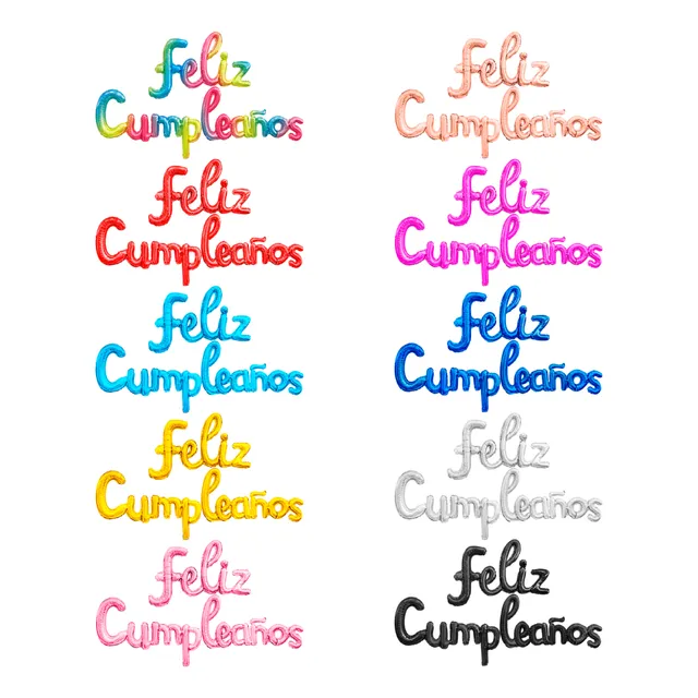 Globo Metalico Letrero Feliz Cumpleaños Letra Corrida
