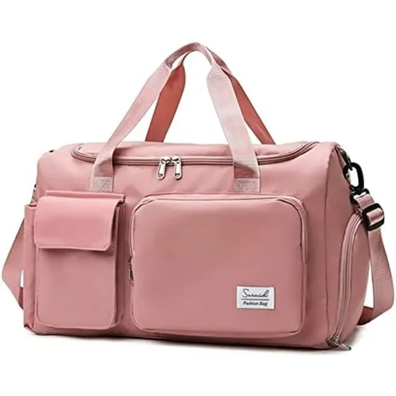 Bolso Viaje Deportivo Futbol Grande Impermeable Gimnasio Rosa Lisa