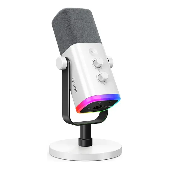 Micrófono Dinámico Fifine AMPLIGAME AM8W XLR USB Cardioide Blanco