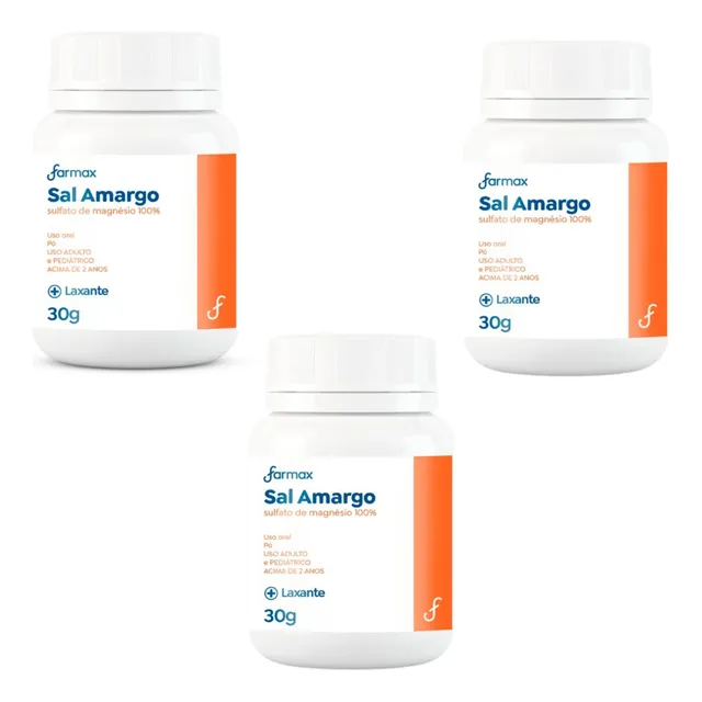 Sal Amargo Farmax Pó 30g - Com 3 Unids (limpeza Intestinal)