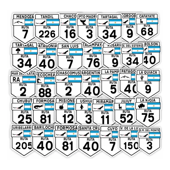 Calcos Stickers Vinilos Rutas Argentinas X30 Diferentes
