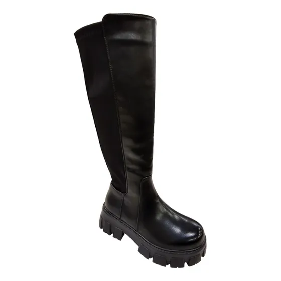 Botas Larga Bucaneras Negro Plataforma Full Tendencia Mujer 