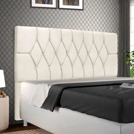 Cabeceira Analu Queen Size Cama Box Estofada Madeira Luxo