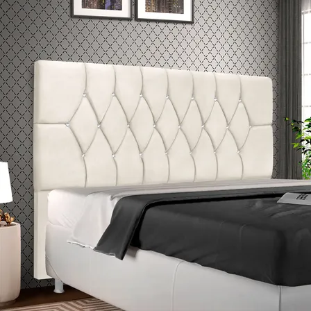 Cabeceira Analu Queen Size Cama Box Estofada Madeira Luxo