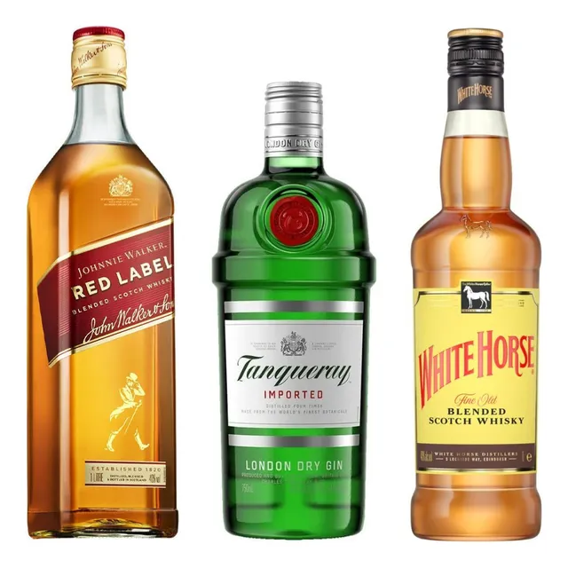 Whisky Red Label 1l + White Horse 1l + Gin Tanqueray 750ml