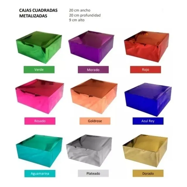 Cajas Cuadradas Regalos Y Recuerdos Metalizadas Multicolores