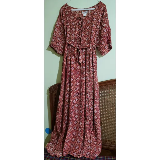 Vestido Tipo Hindu Bello Estampado Largo, Tela Rayon Talla M