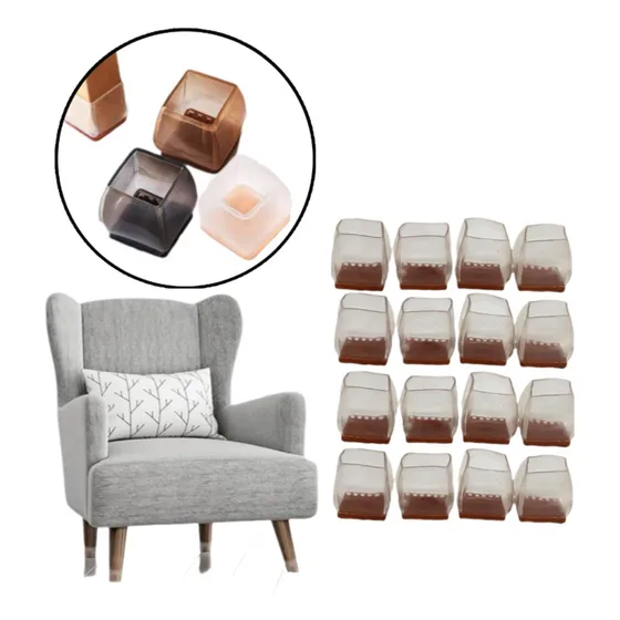 Protectores Para Pata De Silla En Silicona Cuadradas X16 Pcs