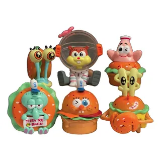 Figuras Colección Serie Bob Esponja Hamburguesas Set X6 Figuras Colección Serie Bob Esponja Hamburguesas Set X6