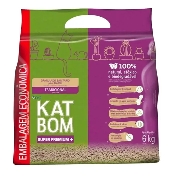 Areia Higienica Katbom Gatos Granulado Tradicional 6kg