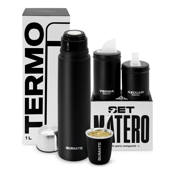 Equipo Matero Sumate Termo Mate Bombilla Yerbera Azucarera