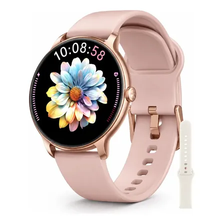 Smartwatch Reloj Inteligente Mujer Olsen Pantalla AMOLED Bluetooth Llamadas IP68 Color Pink-Ivory