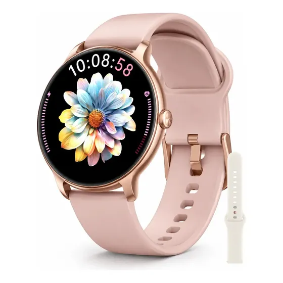 Smartwatch Reloj Inteligente Mujer Olsen Pantalla AMOLED Bluetooth Llamadas IP68 Color Pink-Ivory
