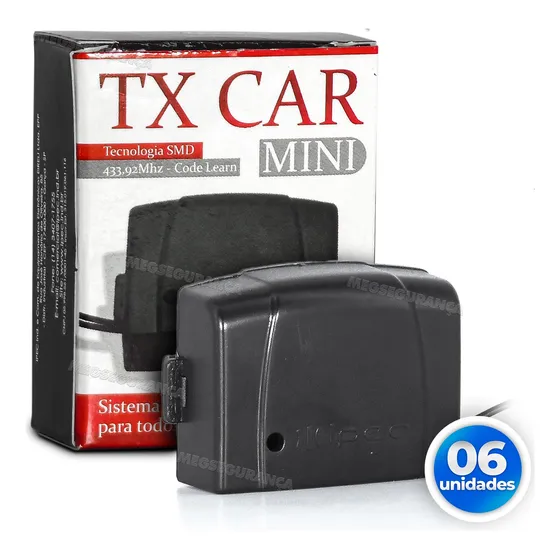 Kit 06 Tx Car Controle Abrir Portão Farol Carro Luz 433mhz