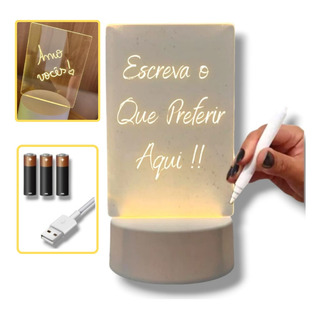 Luminária Abajur Mesa Tela Para Escrever E Apagar Luz Led Luminária Abajur Mesa Tela Para Escrever E Apagar Luz Led