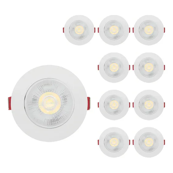 Kit 10 Spot Led 5w Dicróica Direcionável Redondo Frio Cob Cor Branco Frio 127/220V