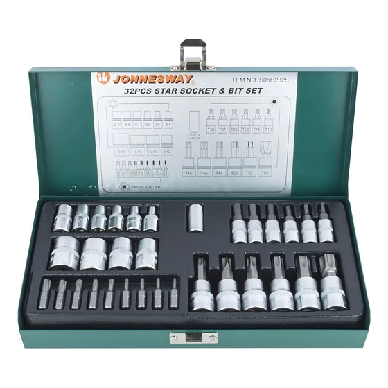 Juego De Dados Y Puntas Torx Jonnesway 1/4 Y 3/8 - 32 Piezas