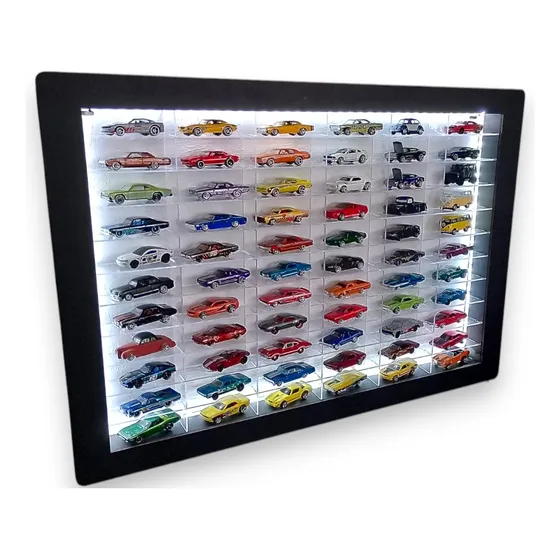 Prateleira Para 66 Carrinhos Escala 1/64 Hotwheels Com Led