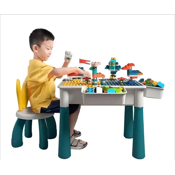Mesa De Juego De Bloques Multifunción Para Niños Un Conjunto
