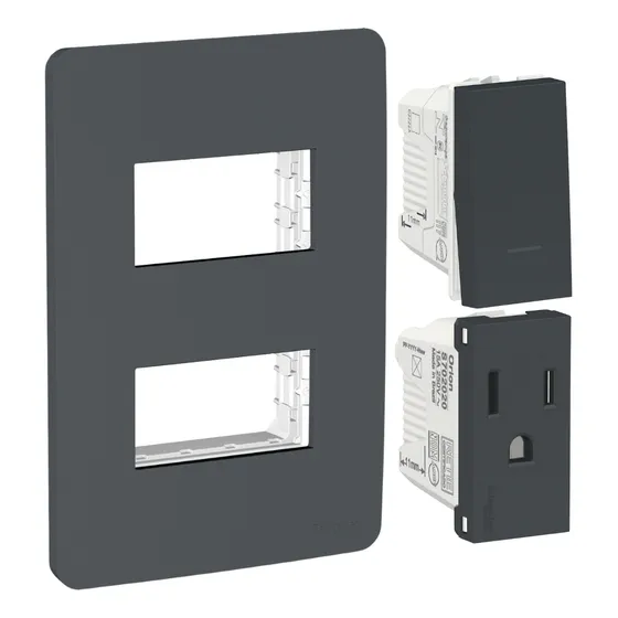 Kit 20 Piezas-placa Con Apagador Sencillo Y Contacto Grafito