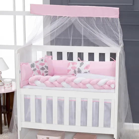 Kit Mini Berço Menina Menino 5 Peças Com Saia