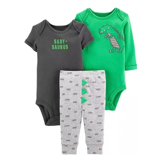 Conjunto 3 Piezas Bebé 100% Algodón 2 Bodys + Pantalón