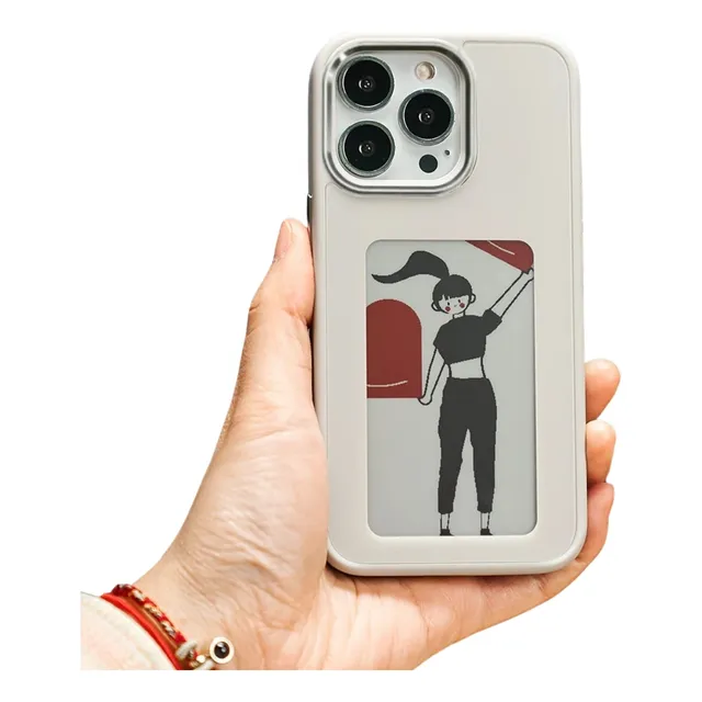 Capa Smart Display E-ink Nfc Diy Para iPhone 13 14 15 Promax