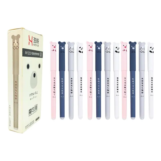 Set 12 Lapiceros Kawaii Animales Tinta Borrable Color del exterior Colores