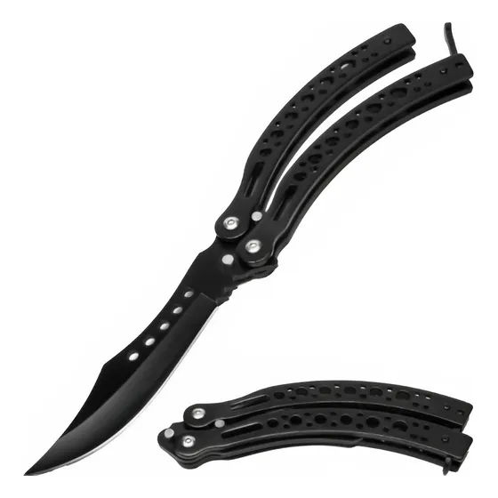 Navaja Mariposa Curva Táctica Negra Cuchillo Mariposa Csgo