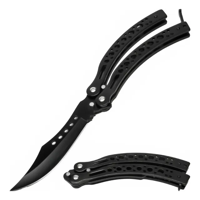 Navaja Mariposa Curva Táctica Negra Cuchillo Mariposa Csgo