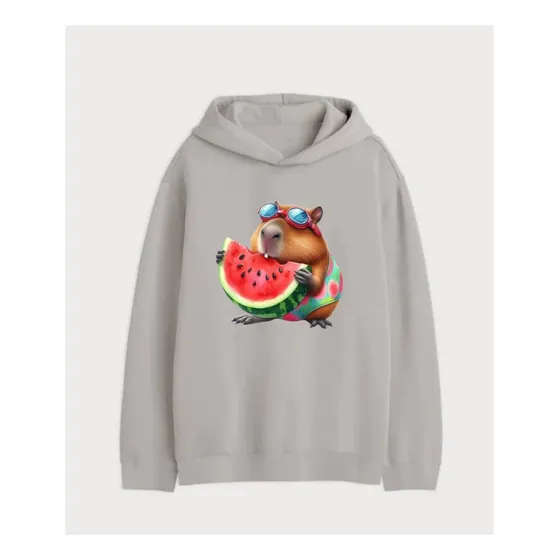Capybara Suéter Oversize Con Capucha Unisex 100 % Algodón