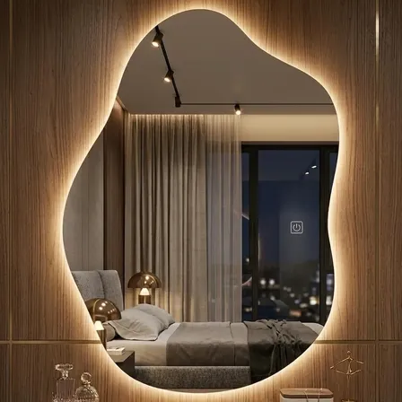 Espelho Grande Touch Led 3 Cores Decorativo Iluminação Luxo Tamanho 70x100cm