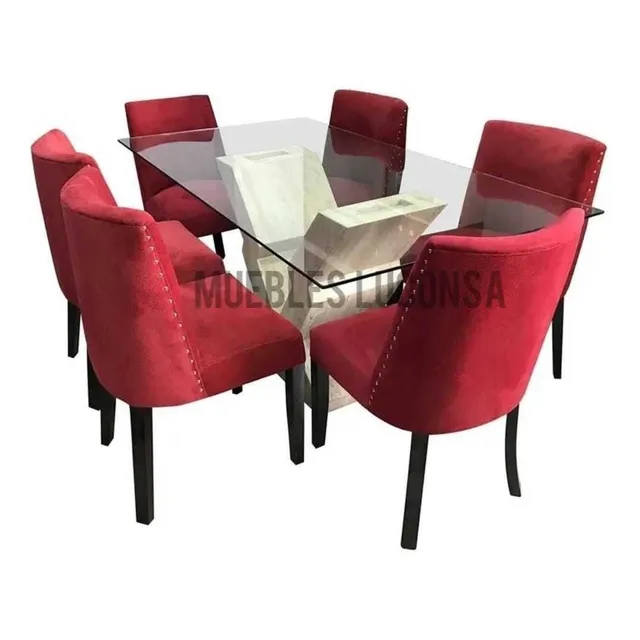 Juego De Comedor Cilindro 6 Sillas - Base De Mármol 