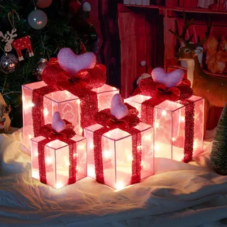 Set De 4 Cajas De Regalo Con Forma De Corazón Rosa Para Deco Set De 4 Cajas De Regalo Con Forma De Corazón Rosa Para Deco