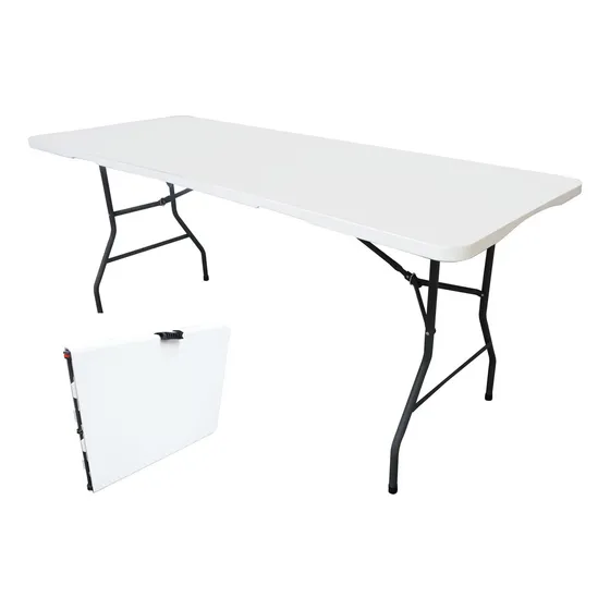 Mesa exterior plegable hierro y polipropileno 180cm Alpina color blanco