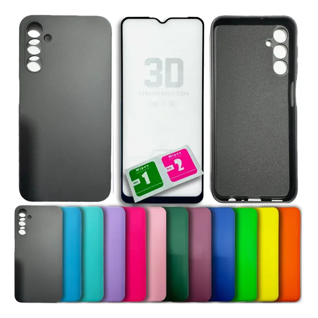 Kit Película 3d + Capa Silicone Veludo Compatível A03s A02s