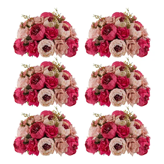 Flor Boda Para Centro Mesa Bola Peonia 6 Pieza Falsa S Rosa