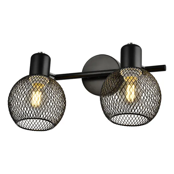 Spot Pared Vintage 2 Luces Tipo Malla Negro 1xe27