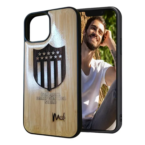 Carcasa Funda Bamboo Personalizable Grabada Para Iphone 14 Marrón Claro
