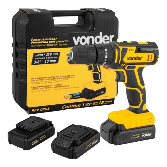 Parafusadeira Furadeira C/ Impacto 20v Bivolt Vonder Pfv020i